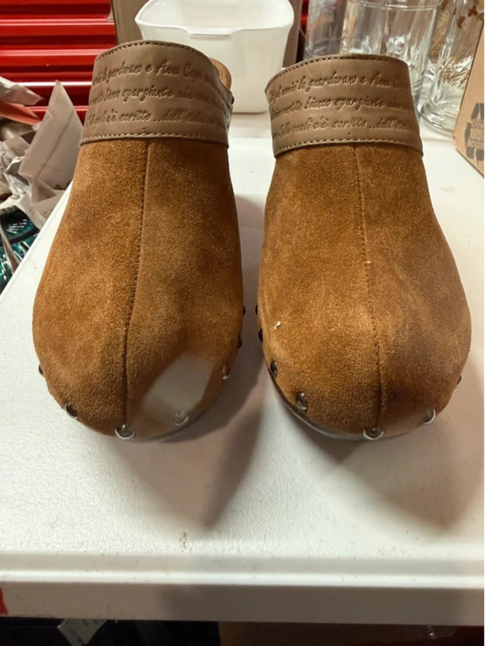 Anna Capri handcrafted in Italy suede clogs